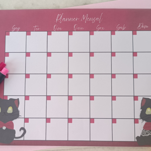 Planner Mensal Gatinhos Fofos para pessoas organizadas e criativas vermelho