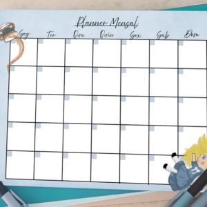 Planner Mensal alice no pais das maravilhas para pessoas organizadas e criativas azul
