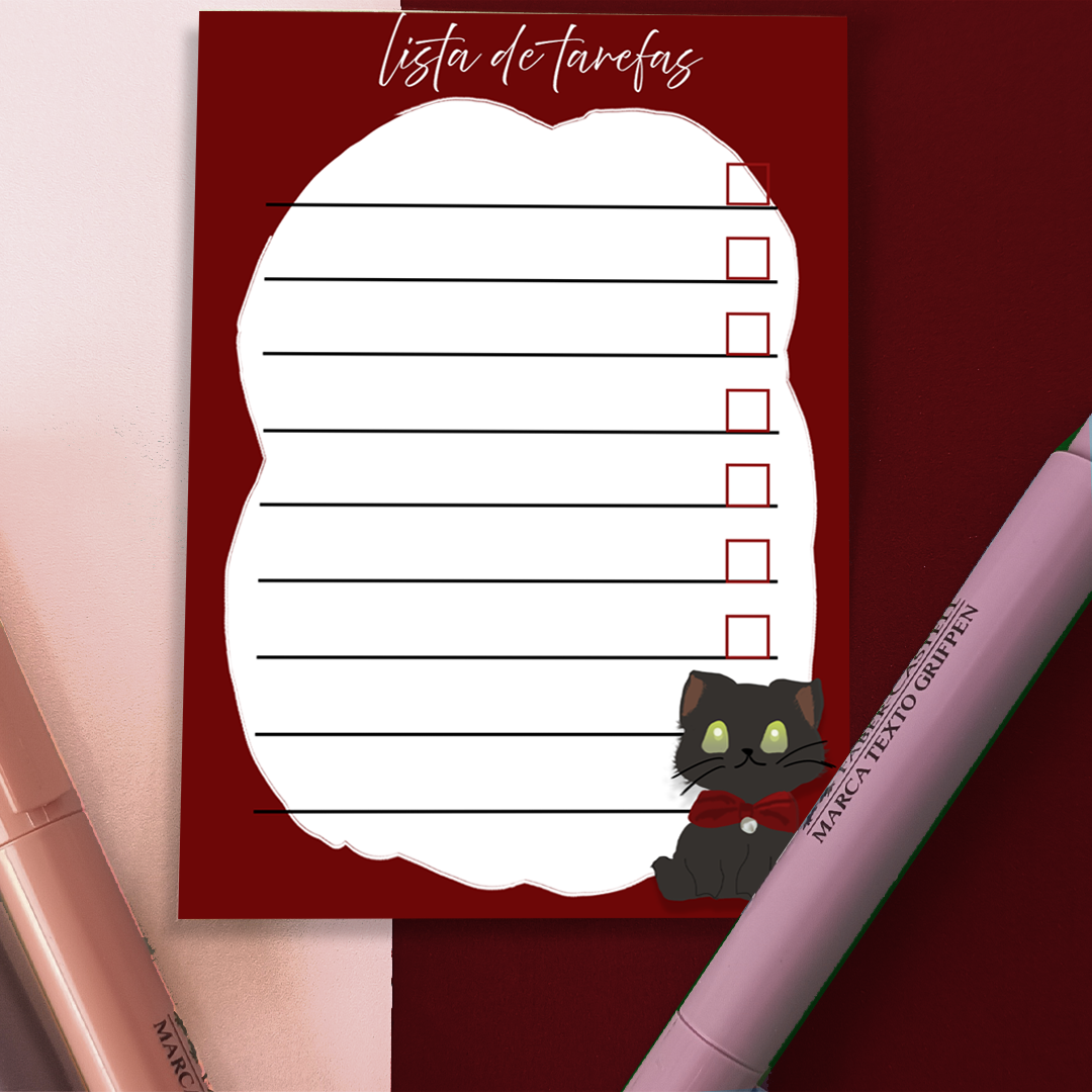 Lista de Tarefas Gatinhos Fofos Vermelho